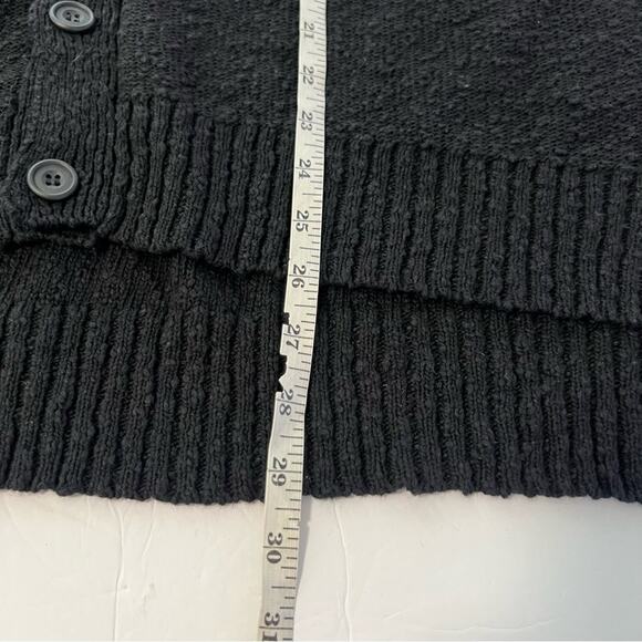 Eskandar OS Oversized  Textured  Long Sleeve Linen Cotton Cardigan Sweater Black - Picture 9 of 12